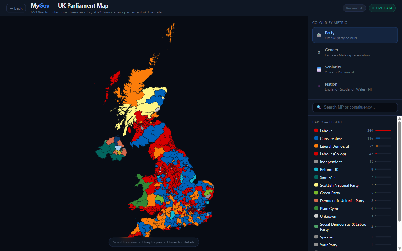 YourGov interactive UK Parliament constituency map