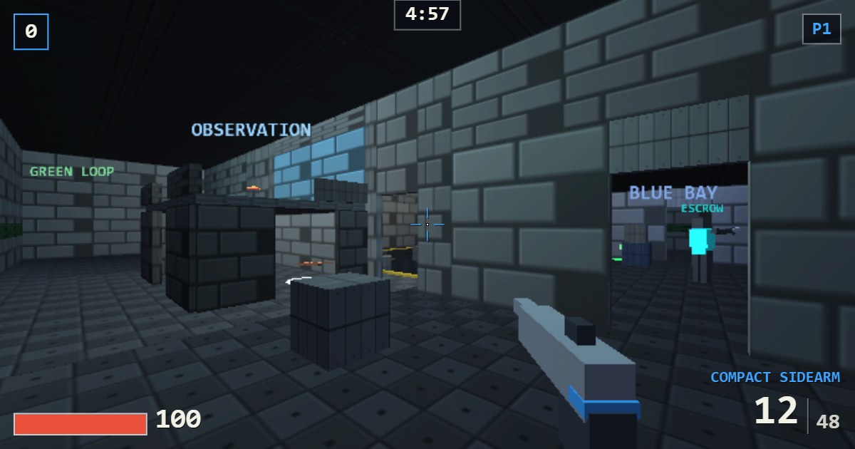 SPLITFIRE — a retro browser arena FPS with a first-person view and HUD